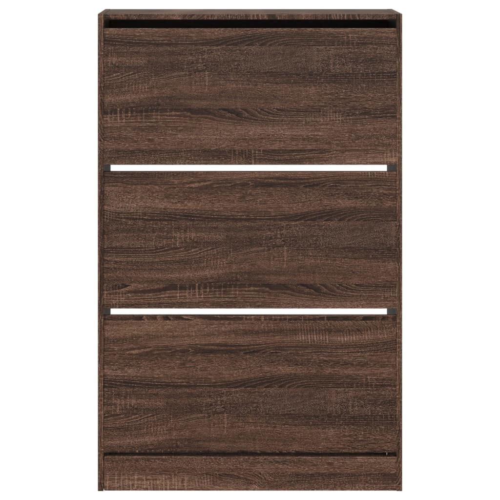 barna tölgyszínű szerelt fa cipőszekrény 80 x 21 x 125,5 cm