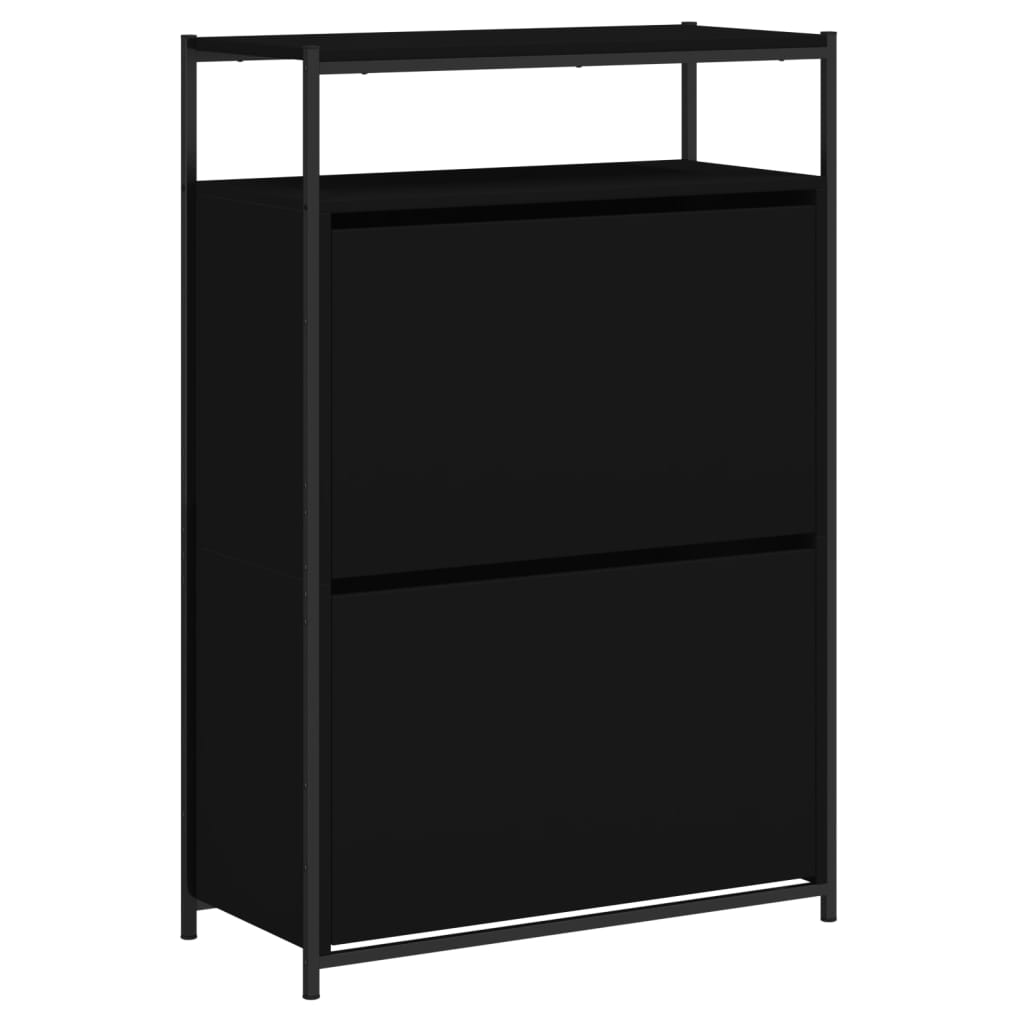 fekete szerelt fa cipőszekrény 75x34x112 cm