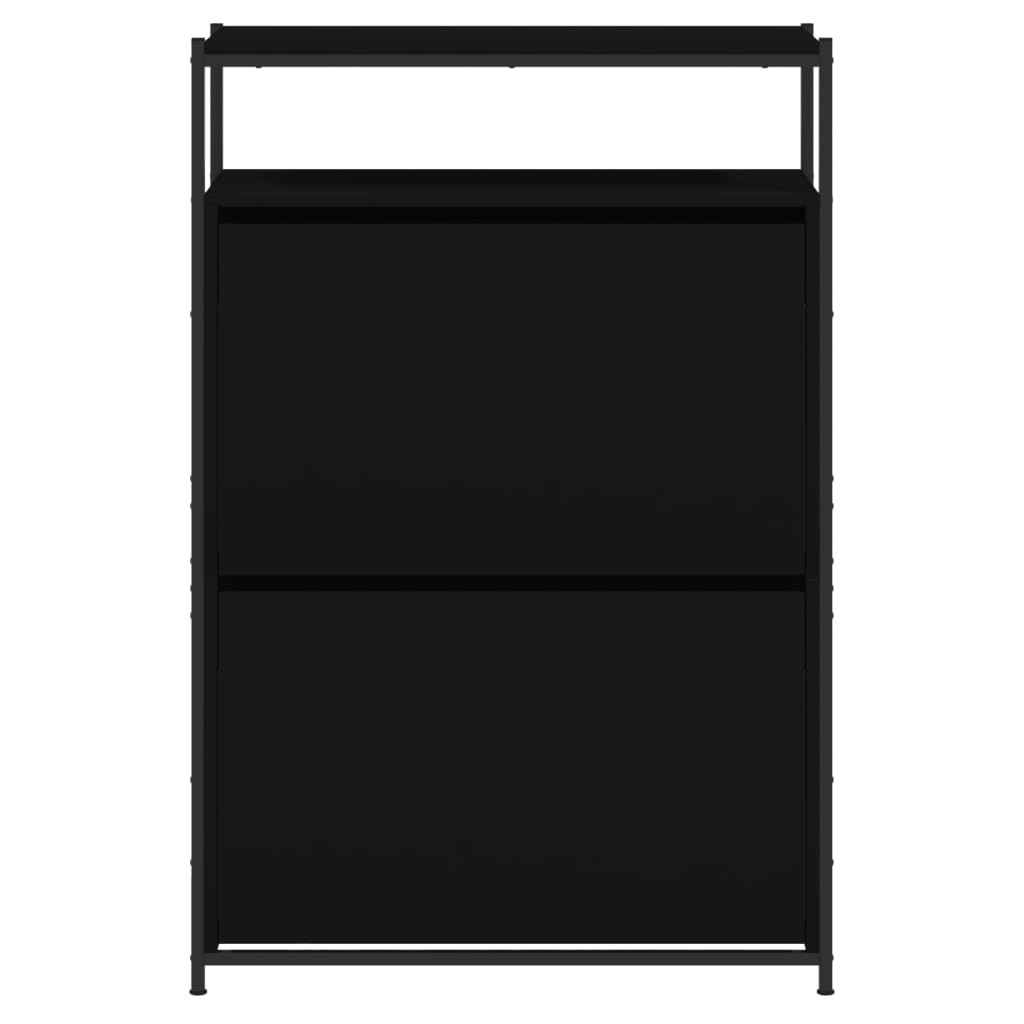fekete szerelt fa cipőszekrény 75x34x112 cm