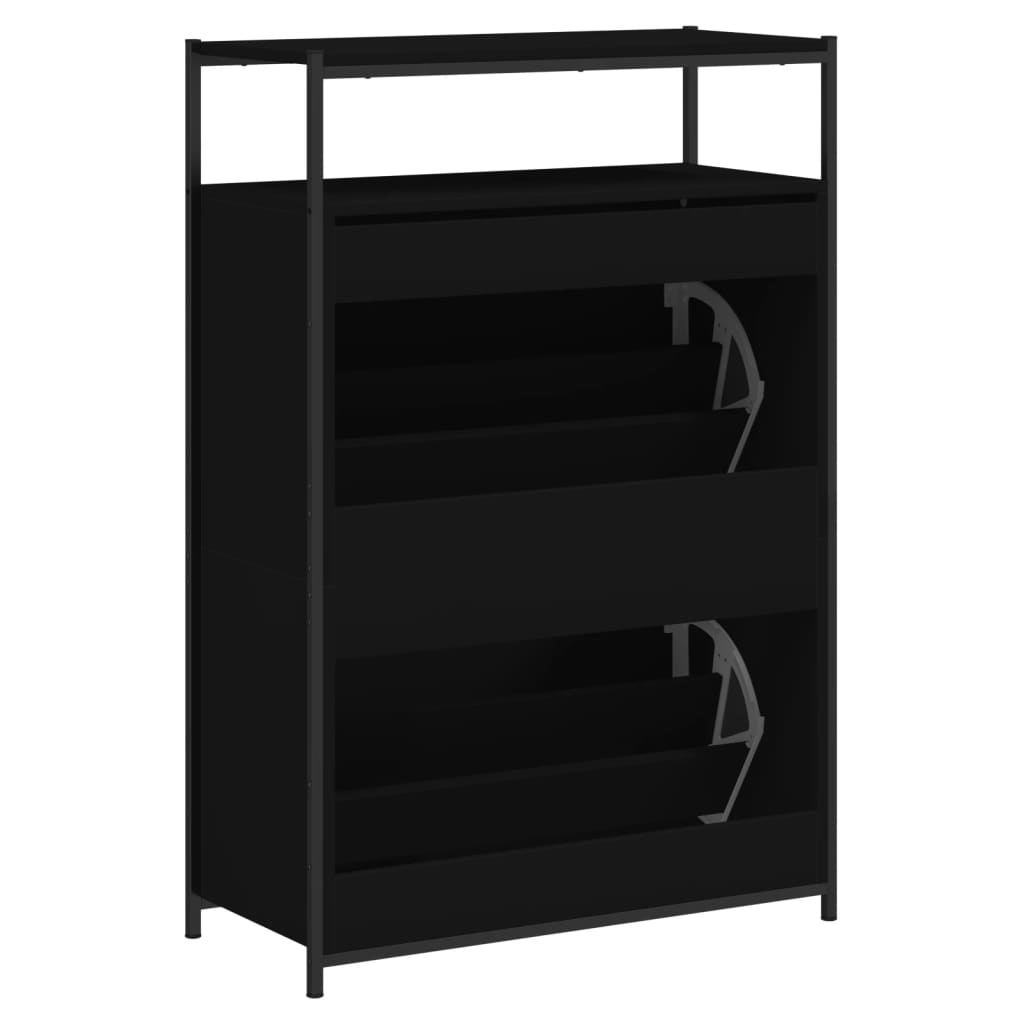 fekete szerelt fa cipőszekrény 75x34x112 cm