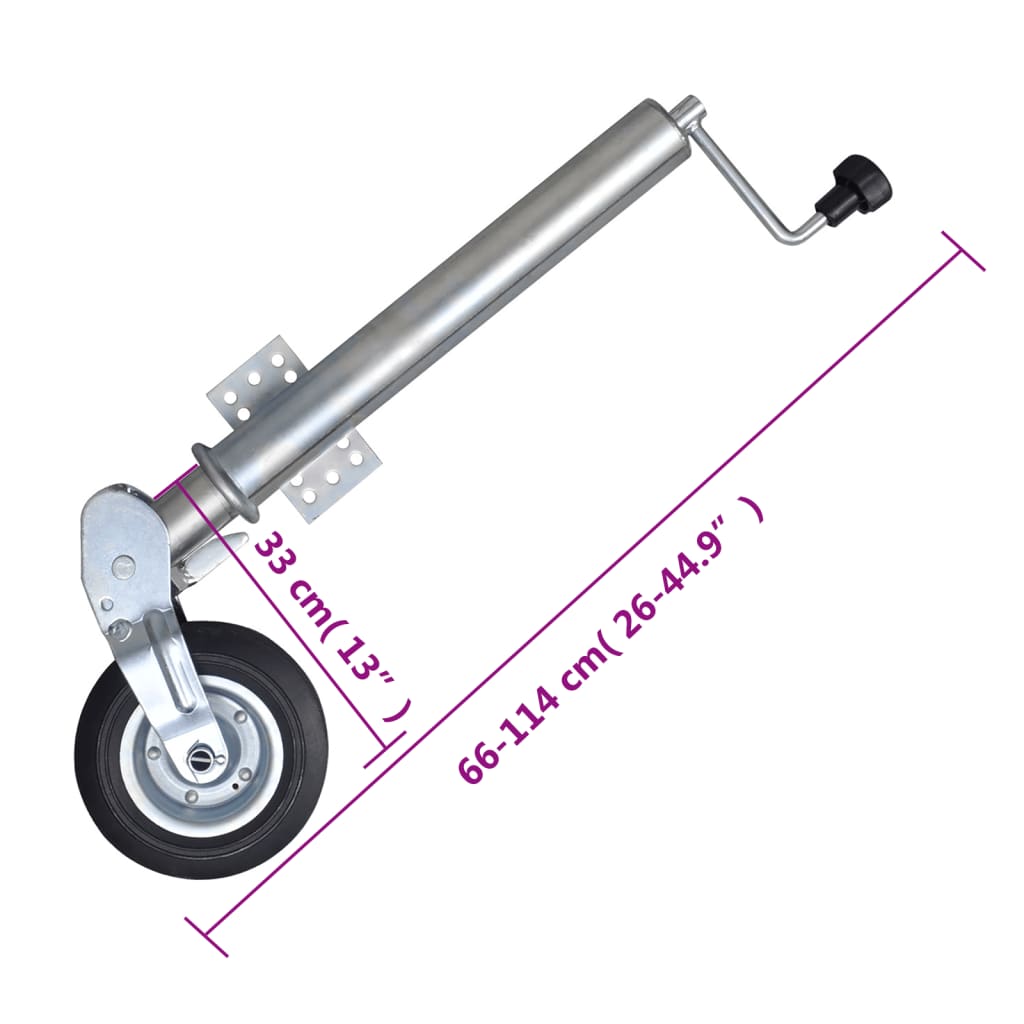 utánfutó támasztókerék 2 tartócsővel 2 osztott bilinccsel 60 mm