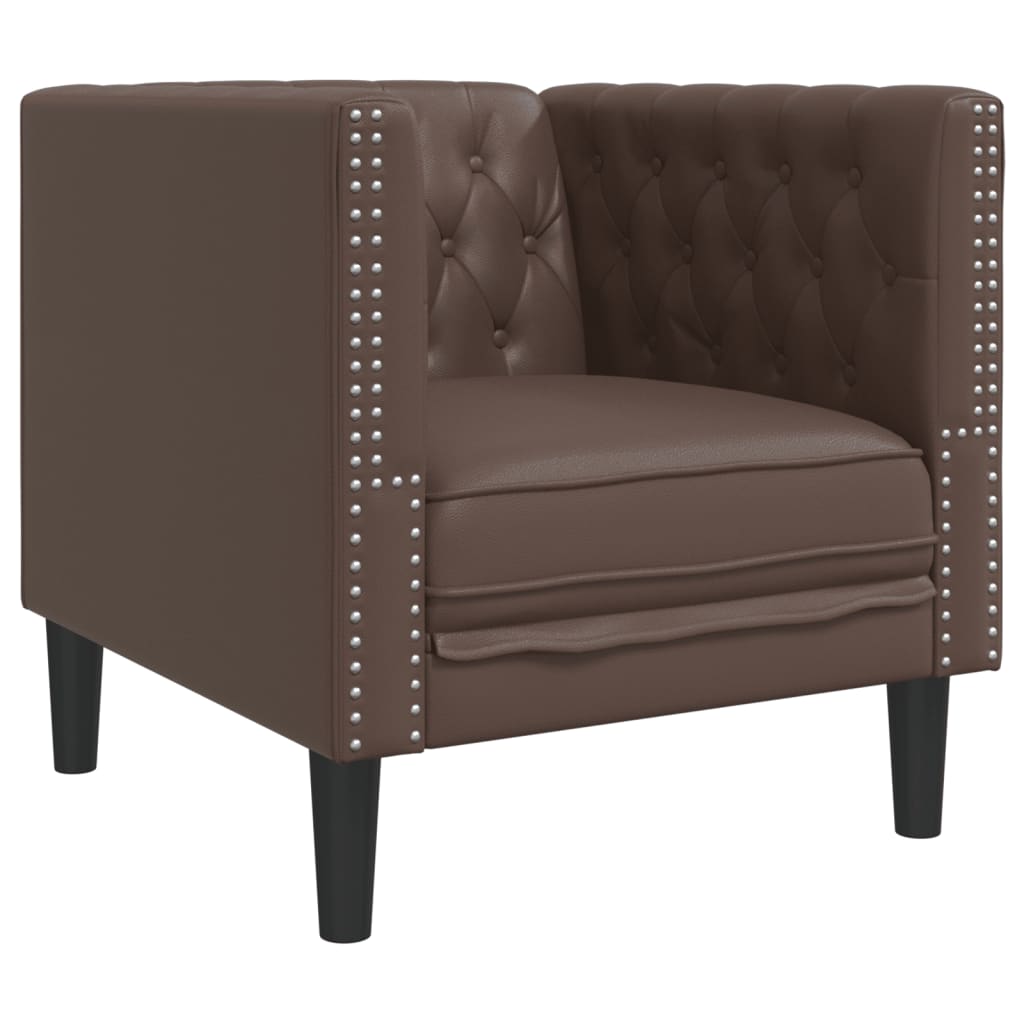 barna műbőr Chesterfield kanapéfotel