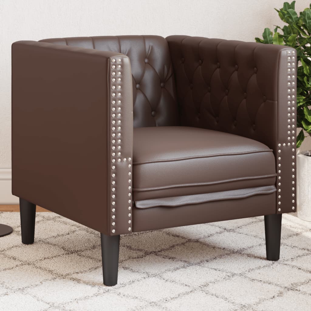 barna műbőr Chesterfield kanapéfotel