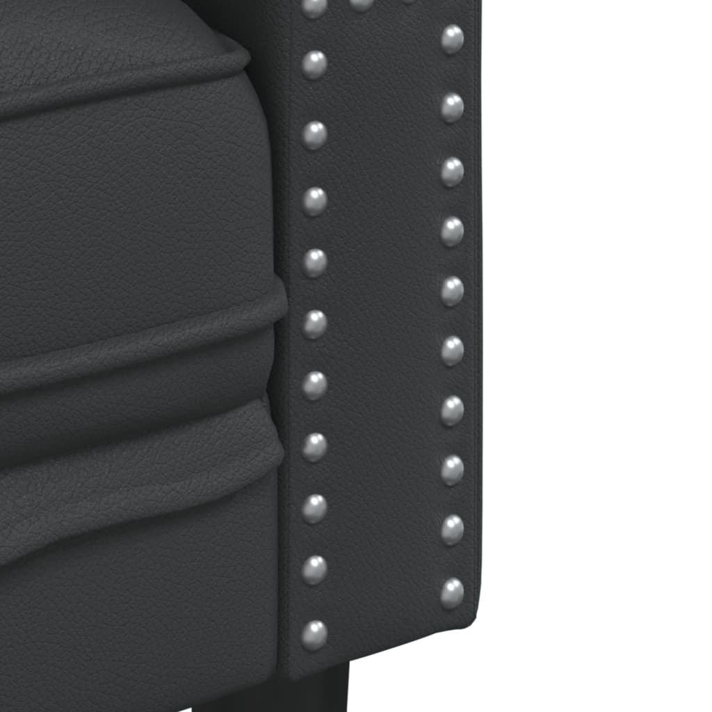 3 személyes fekete műbőr Chesterfield kanapé
