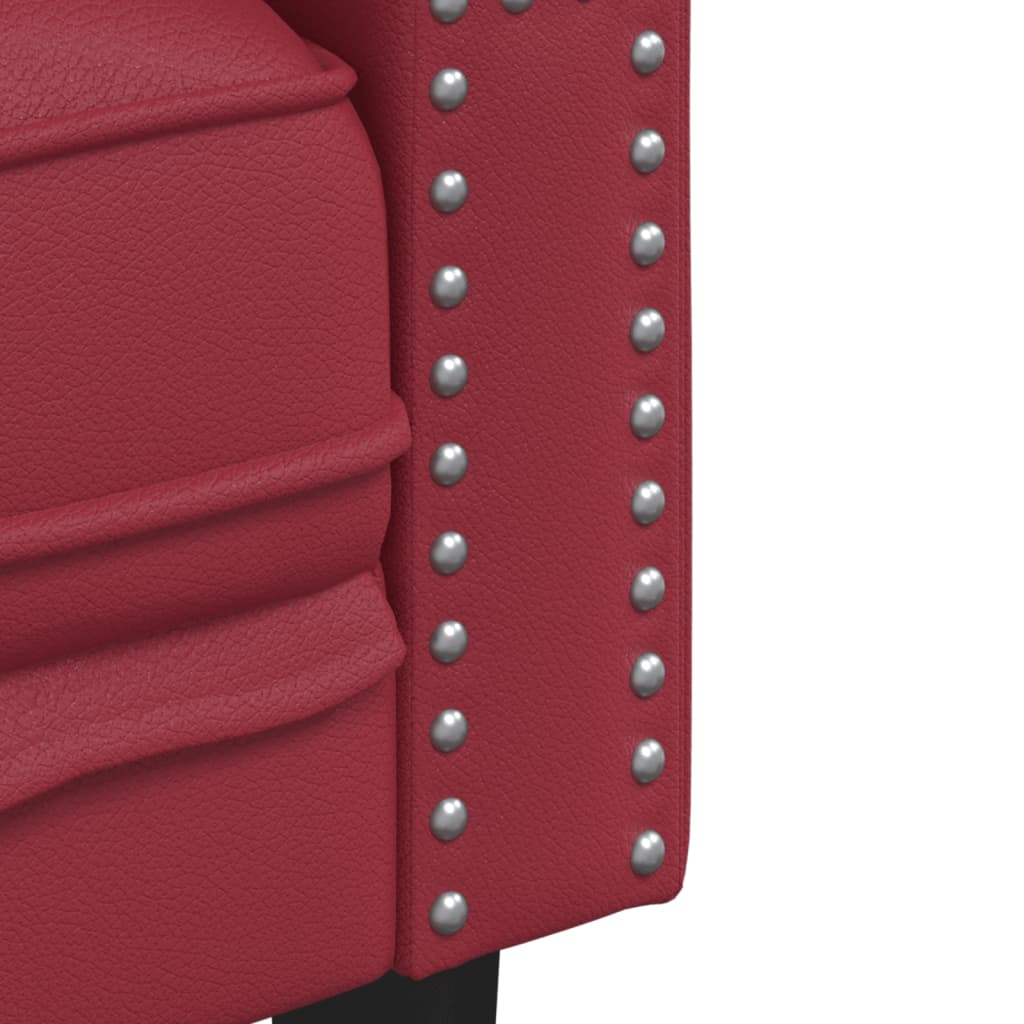 3 személyes bordó műbőr Chesterfield kanapé
