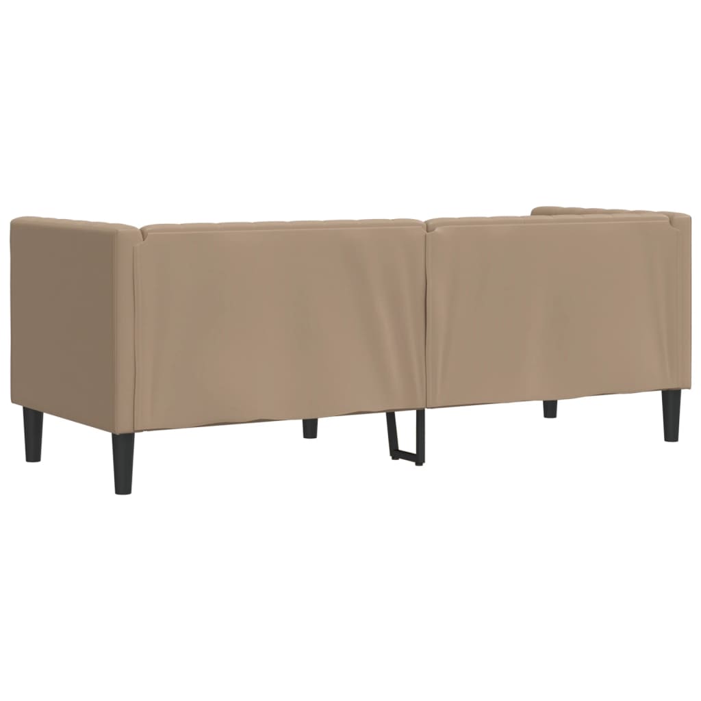 3 személyes kávészínű műbőr Chesterfield kanapé