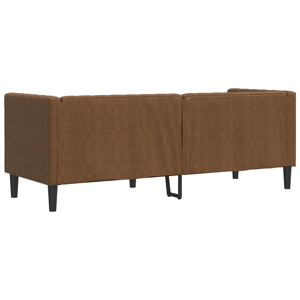 3 személyes barna műbőr Chesterfield kanapé