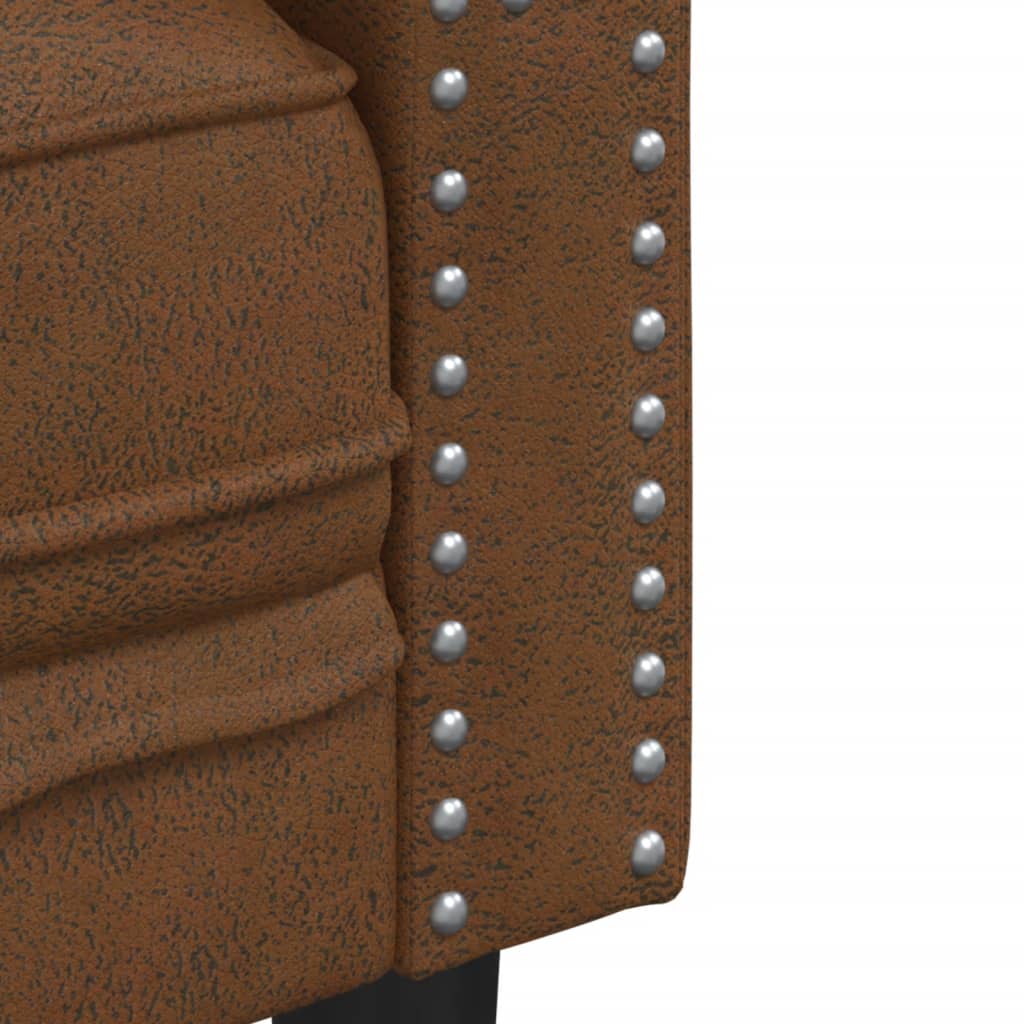 3 személyes barna műbőr Chesterfield kanapé
