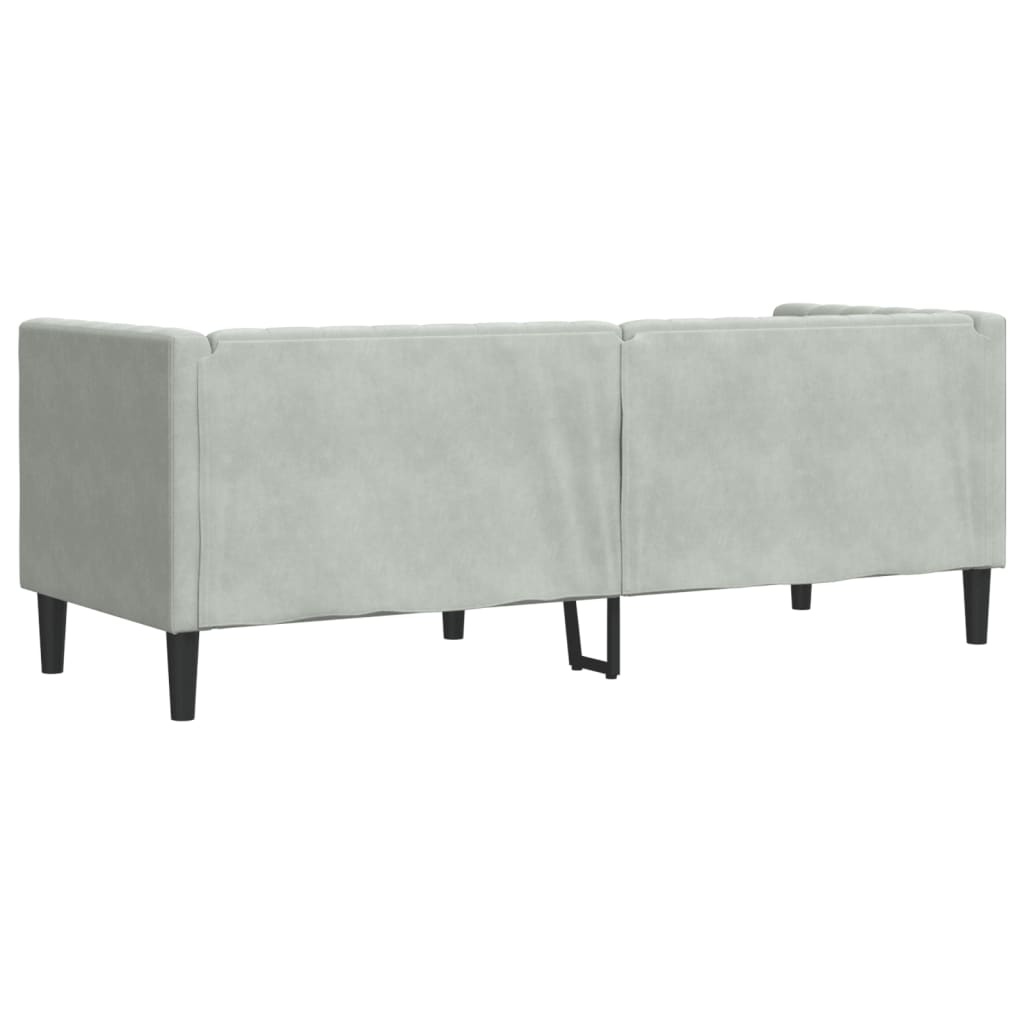 3 személyes világoszöld bársony Chesterfield kanapé párnákkal