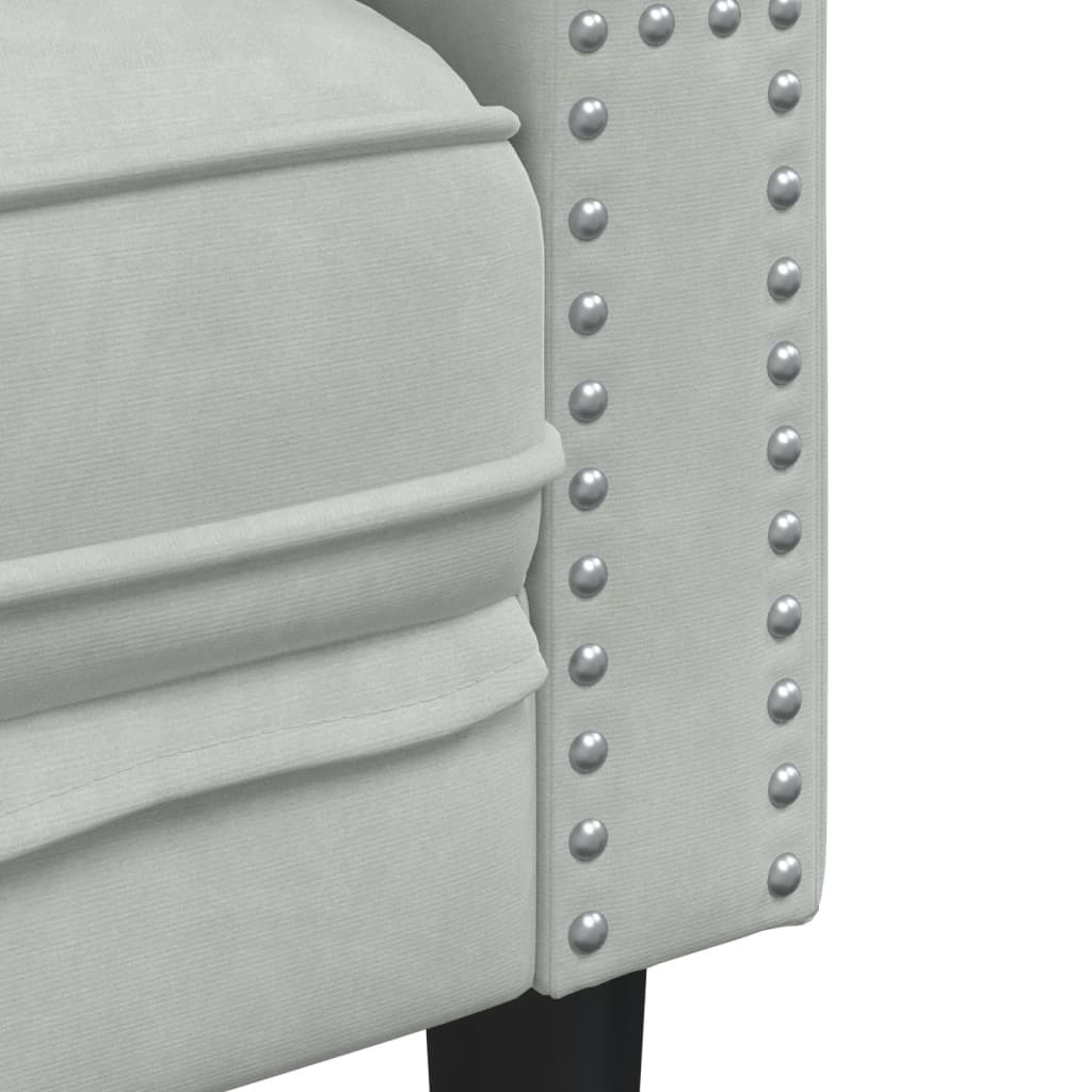 3 személyes világoszöld bársony Chesterfield kanapé párnákkal