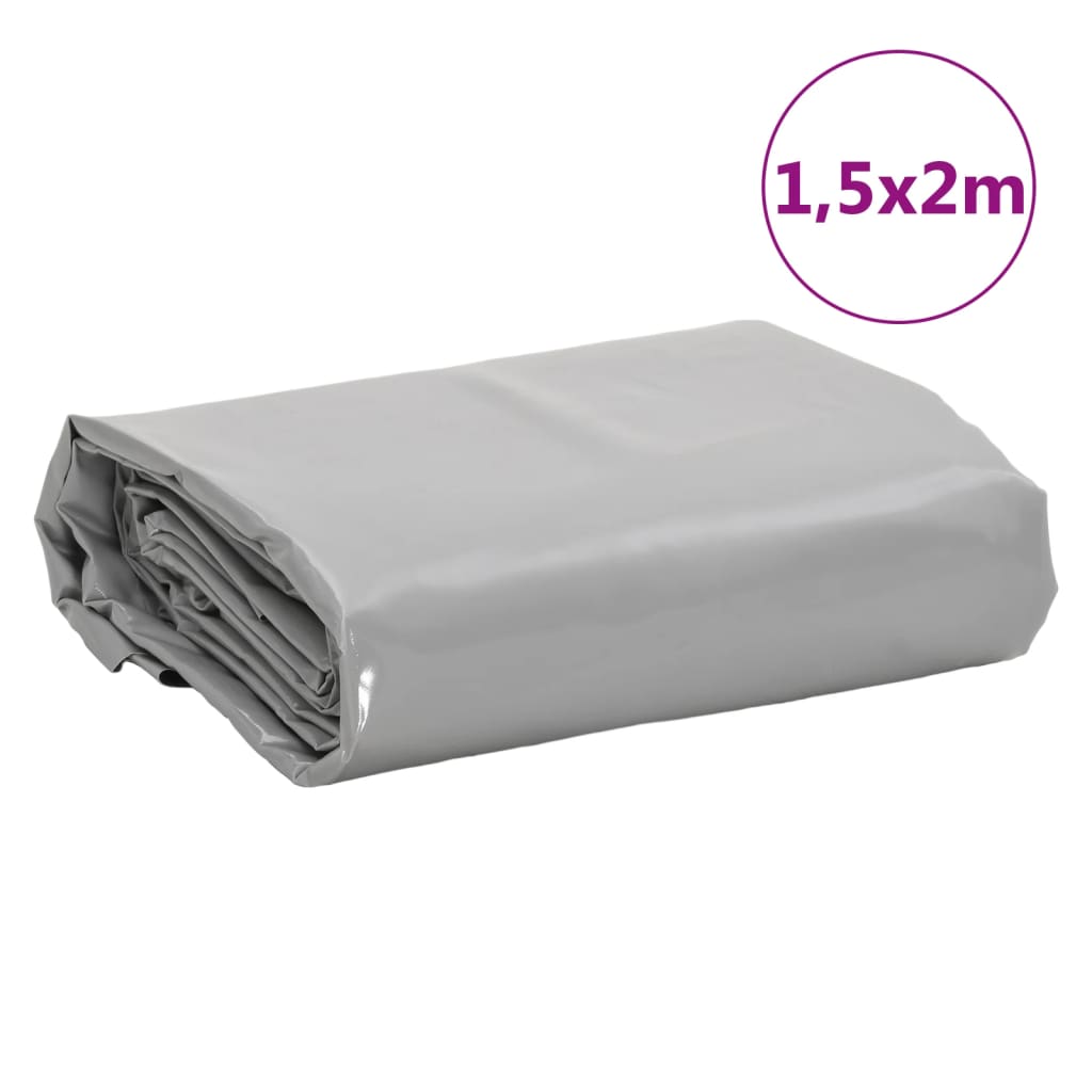 szürke ponyva 1,5 x 2 m 650 g/m²