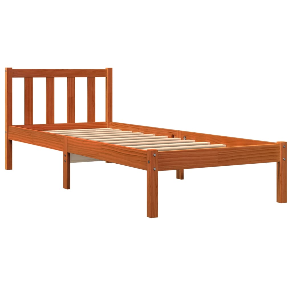 viaszbarna tömör fenyőfa ágy matrac nélkül 75 x 190 cm