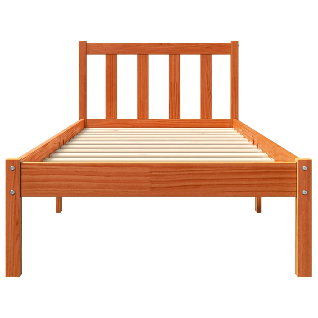 viaszbarna tömör fenyőfa ágy matrac nélkül 90 x 190 cm
