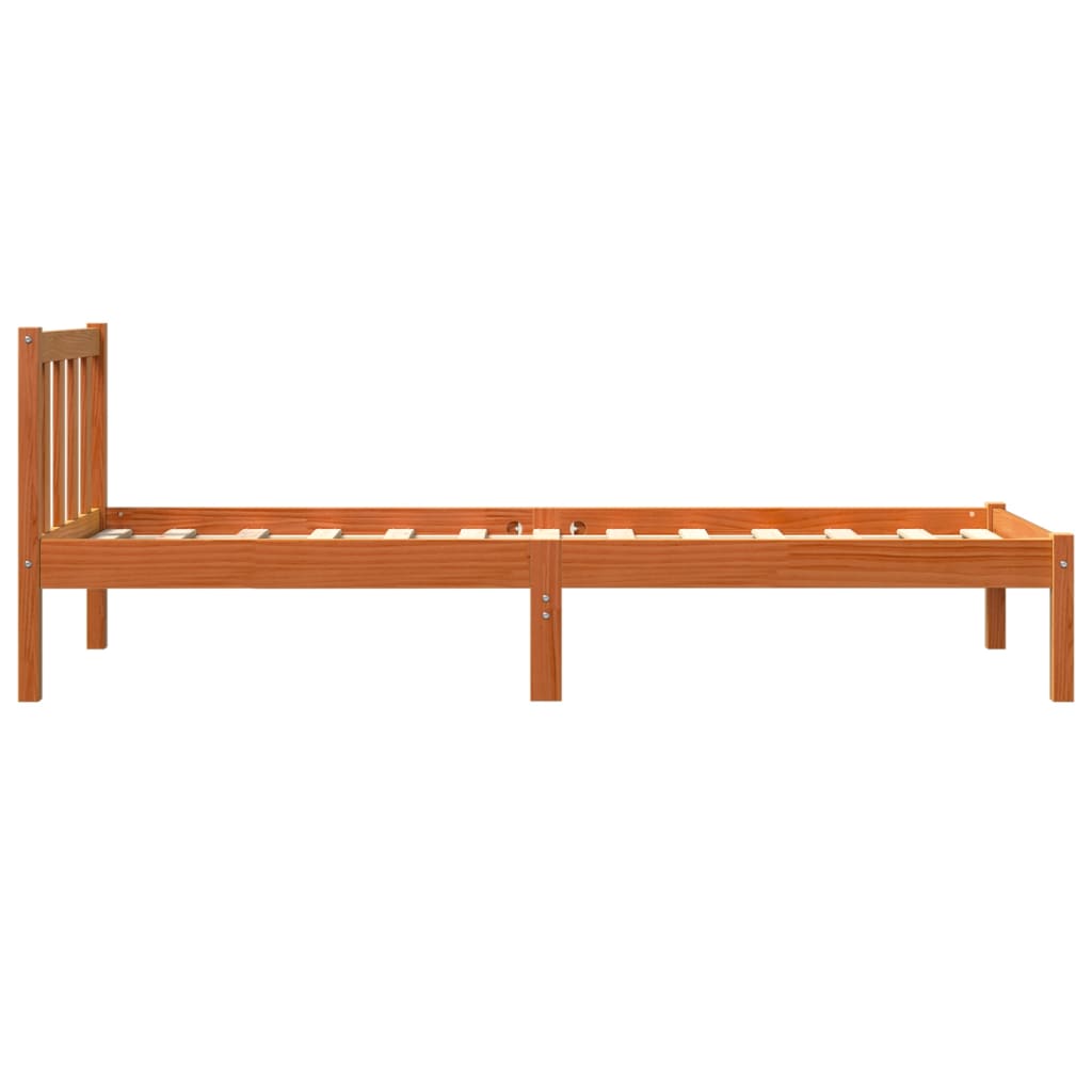 viaszbarna tömör fenyőfa ágy matrac nélkül 90 x 200 cm
