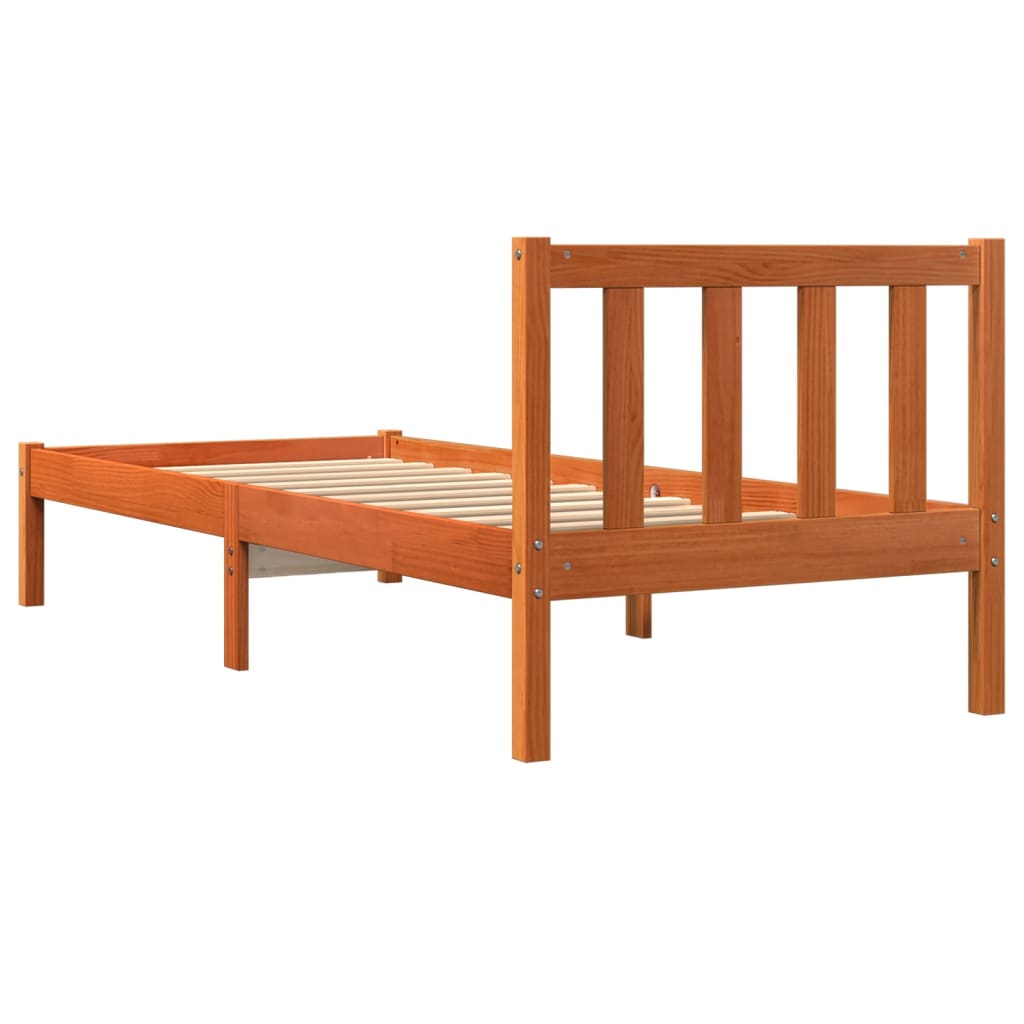 viaszbarna tömör fenyőfa ágy matrac nélkül 90 x 200 cm