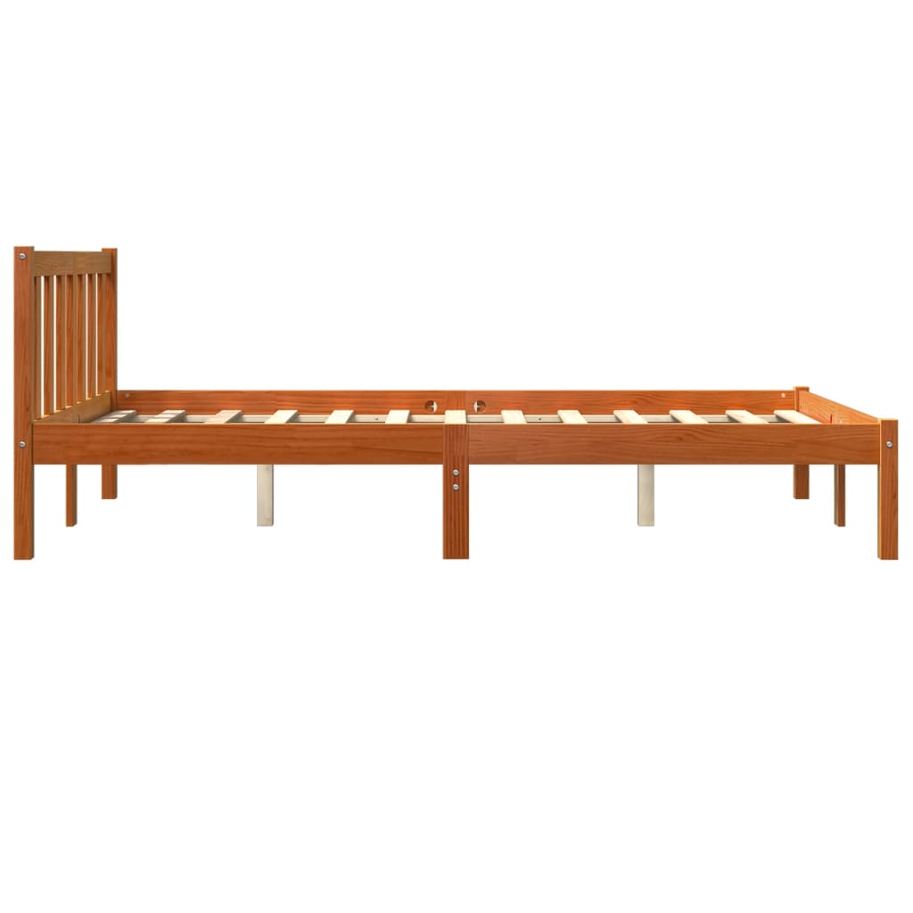viaszbarna tömör fenyőfa ágy matrac nélkül 140 x 200 cm