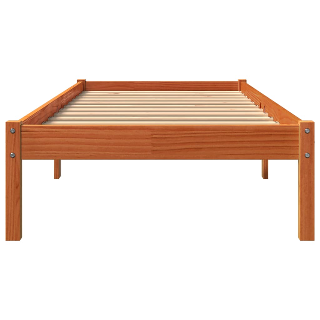 viaszbarna tömör fenyőfa ágy matrac nélkül 90 x 200 cm