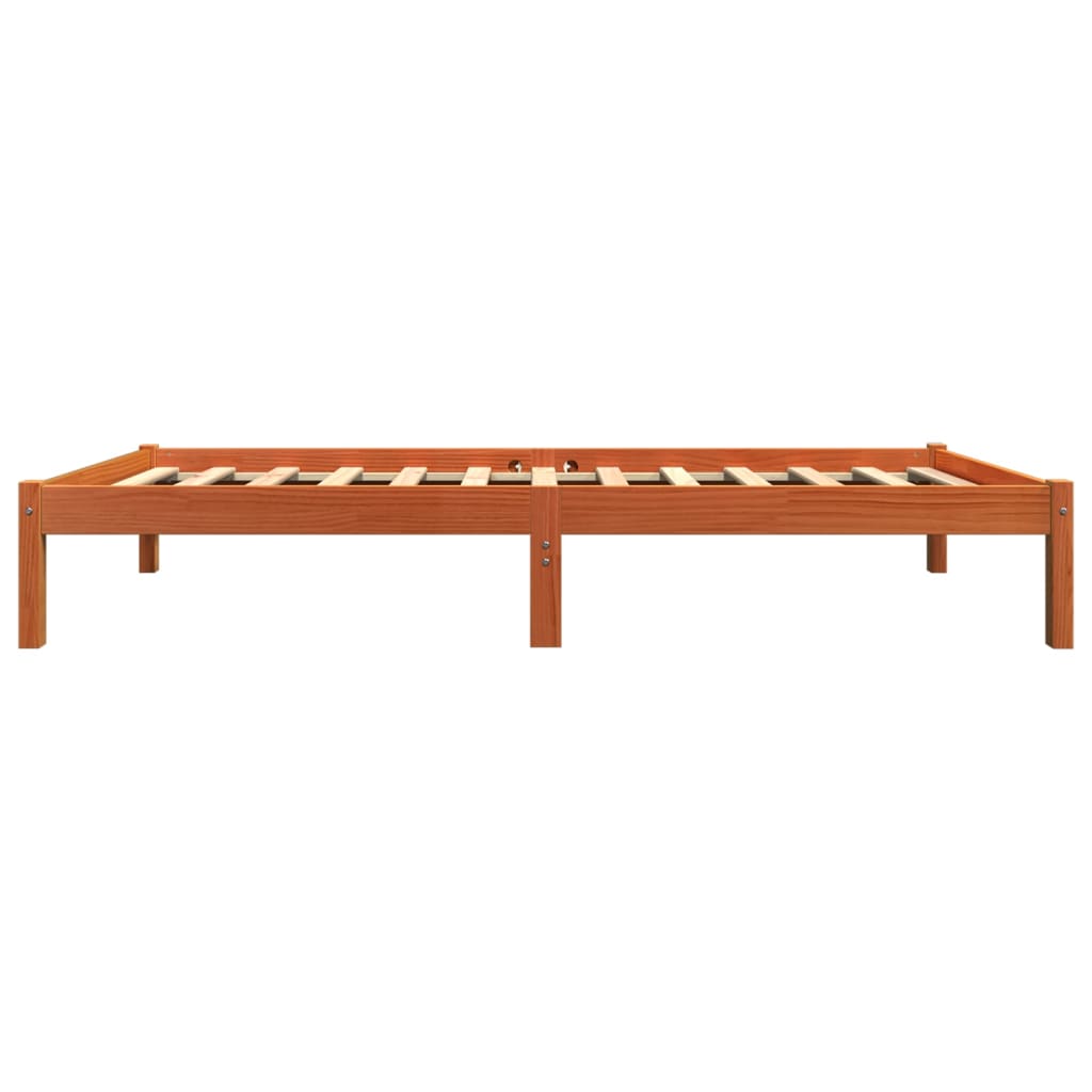 viaszbarna tömör fenyőfa ágy matrac nélkül 90 x 200 cm
