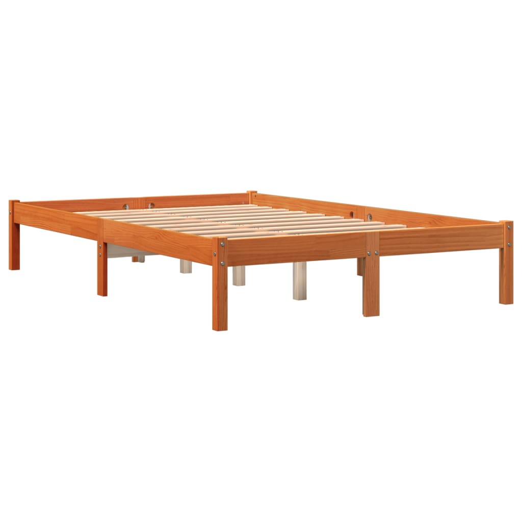 viaszbarna tömör fenyőfa ágy matrac nélkül 140 x 200 cm