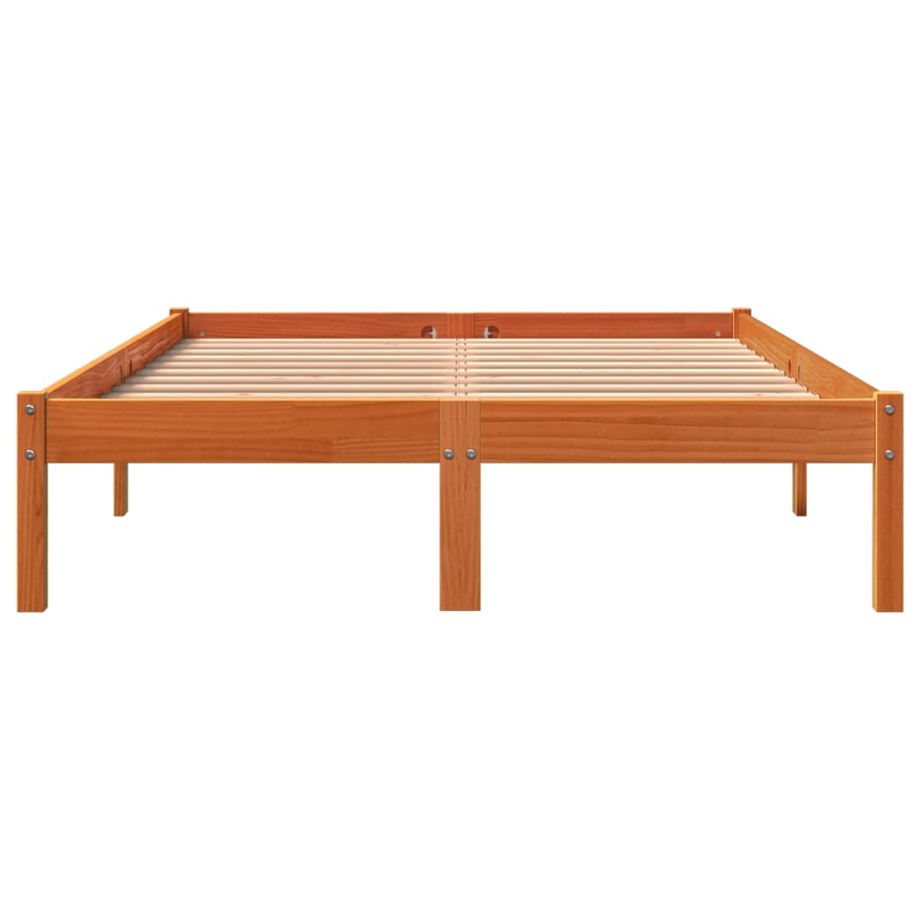 viaszbarna tömör fenyőfa ágy matrac nélkül 140 x 200 cm