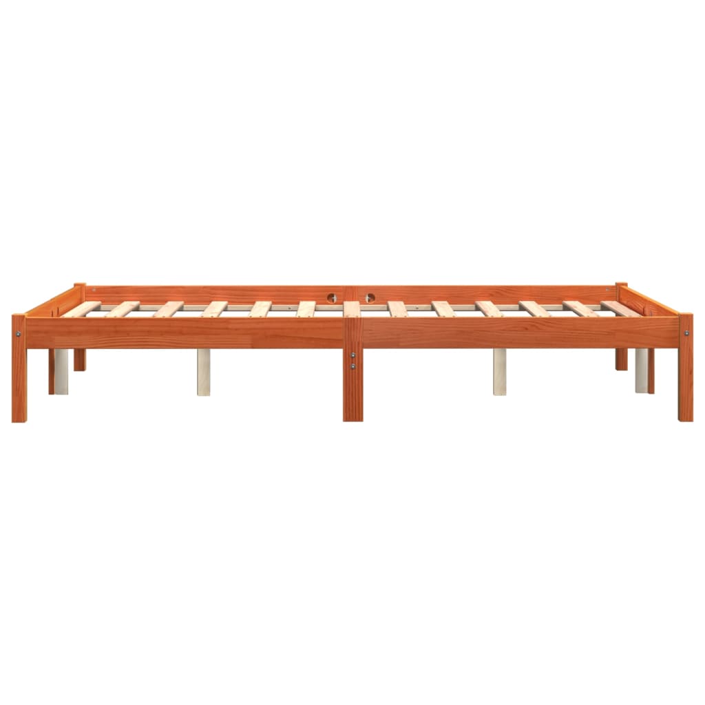 viaszbarna tömör fenyőfa ágy matrac nélkül 140 x 200 cm
