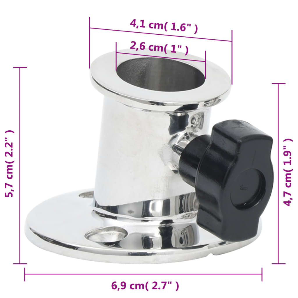 2 db rozsdamentes acél kerek bimini alj 26 mm-es csőhöz
