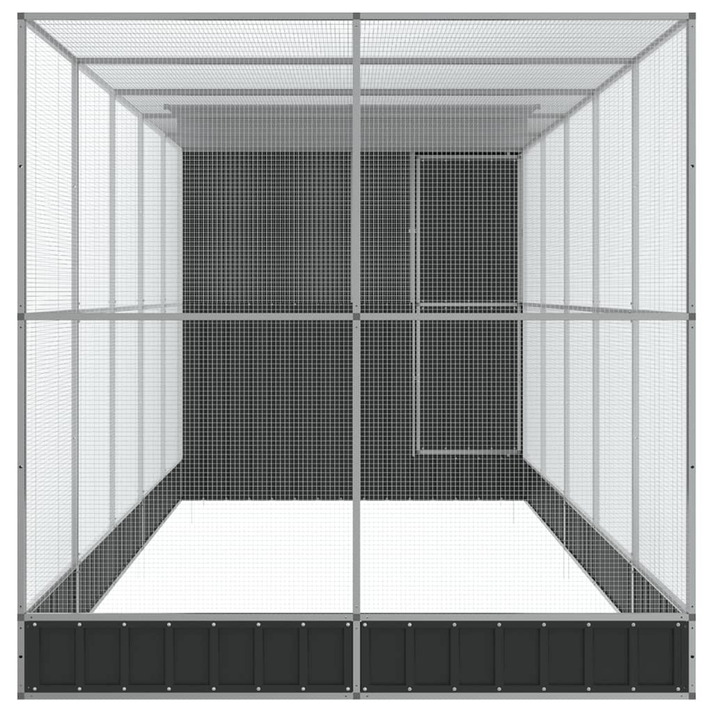 ezüstszínű acél madárház bővítménnyel 623 x 203 x 216 cm