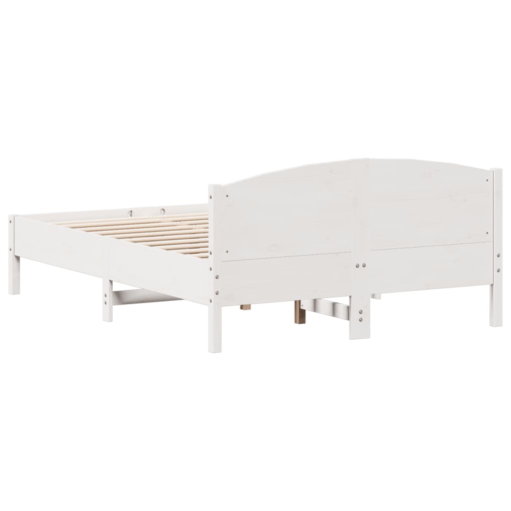 fehér tömör fenyőfa ágy matrac nélkül 135 x 190 cm