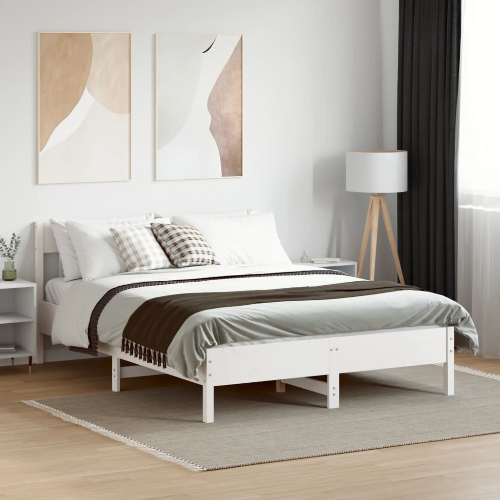 fehér tömör fenyőfa ágy matrac nélkül 140 x 200 cm