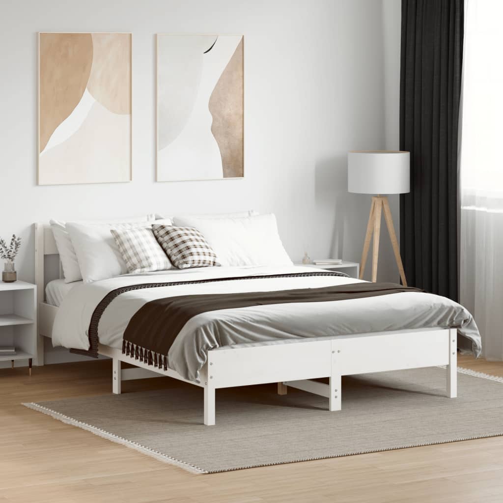 fehér tömör fenyőfa ágy matrac nélkül 120 x 200 cm