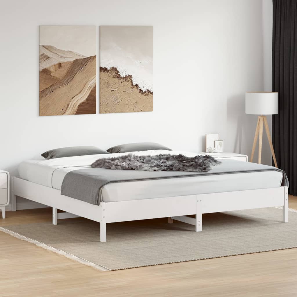 fehér tömör fenyőfa ágy matrac nélkül 180 x 200 cm