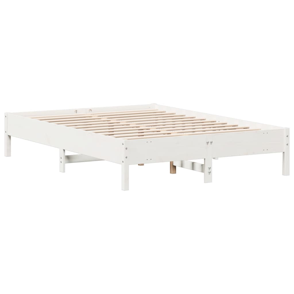 fehér tömör fenyőfa ágy matrac nélkül 150 x 200 cm