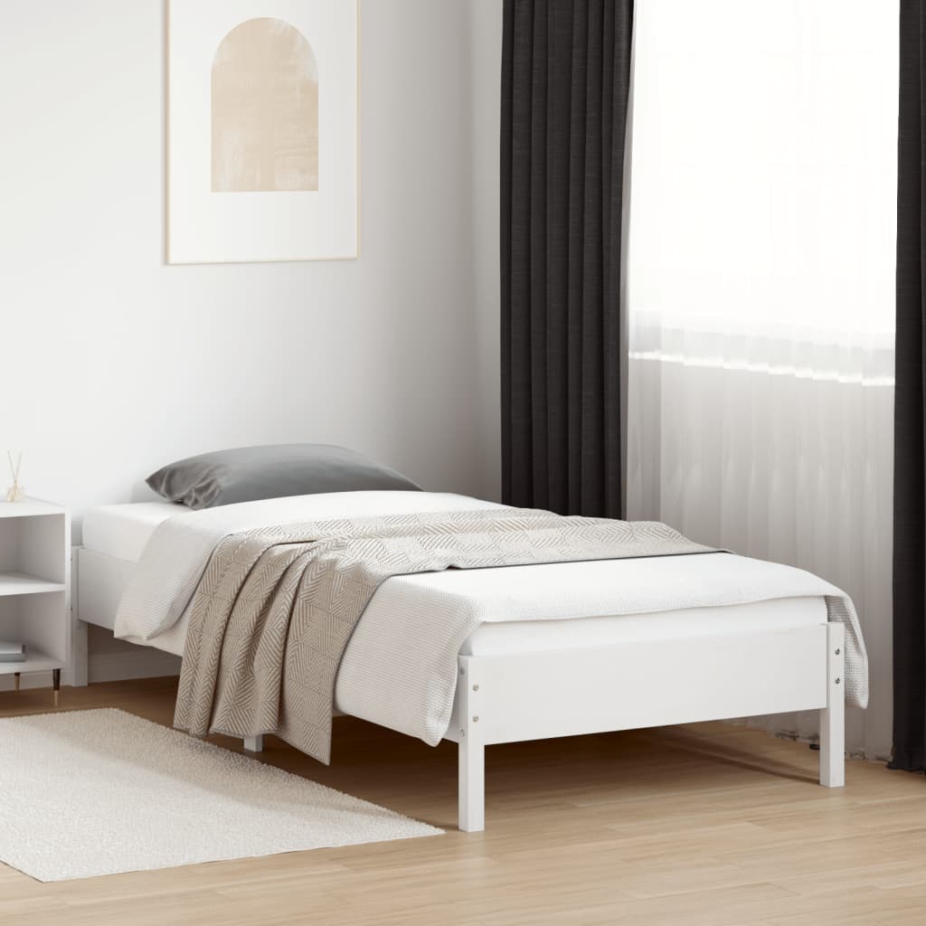 fehér tömör fenyőfa ágy matrac nélkül 90 x 200 cm