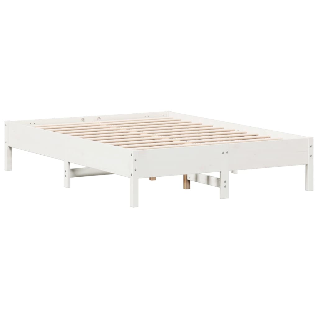fehér tömör fenyőfa ágy matrac nélkül 140x190 cm