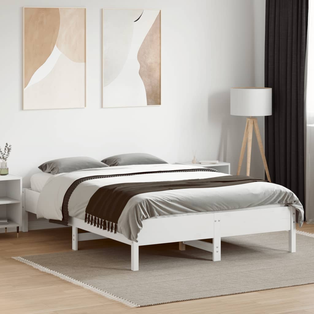 fehér tömör fenyőfa ágy matrac nélkül 140x190 cm
