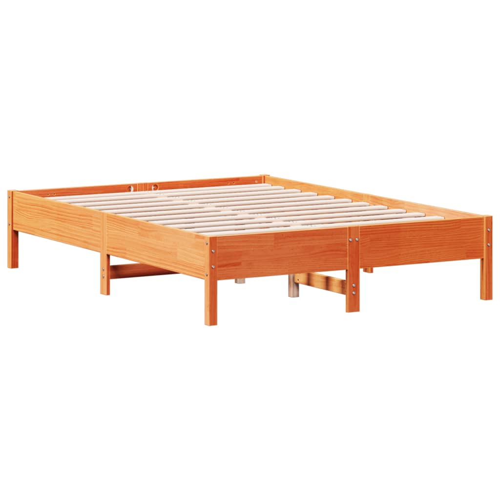 viaszbarna tömör fenyőfa ágy matrac nélkül 140 x 190 cm