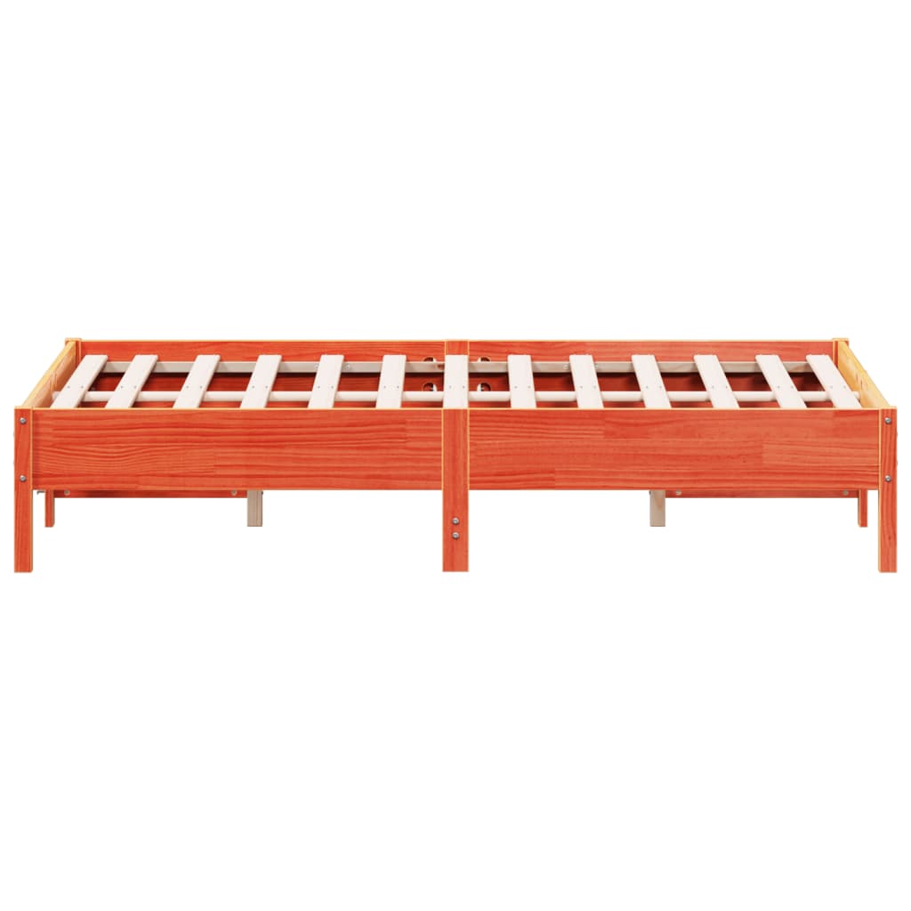viaszbarna tömör fenyőfa ágy matrac nélkül 140 x 190 cm