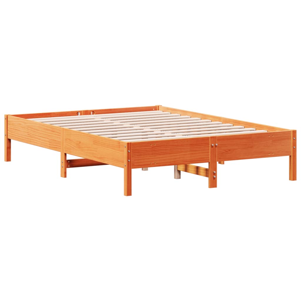 viaszbarna tömör fenyőfa ágy matrac nélkül 140 x 190 cm