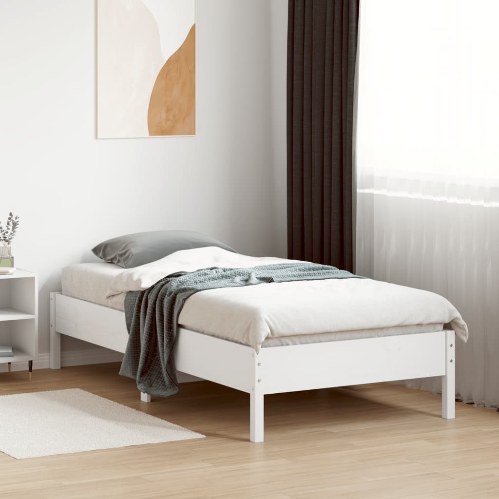 fehér tömör fenyőfa ágykeret matrac nélkül 90 x 190 cm