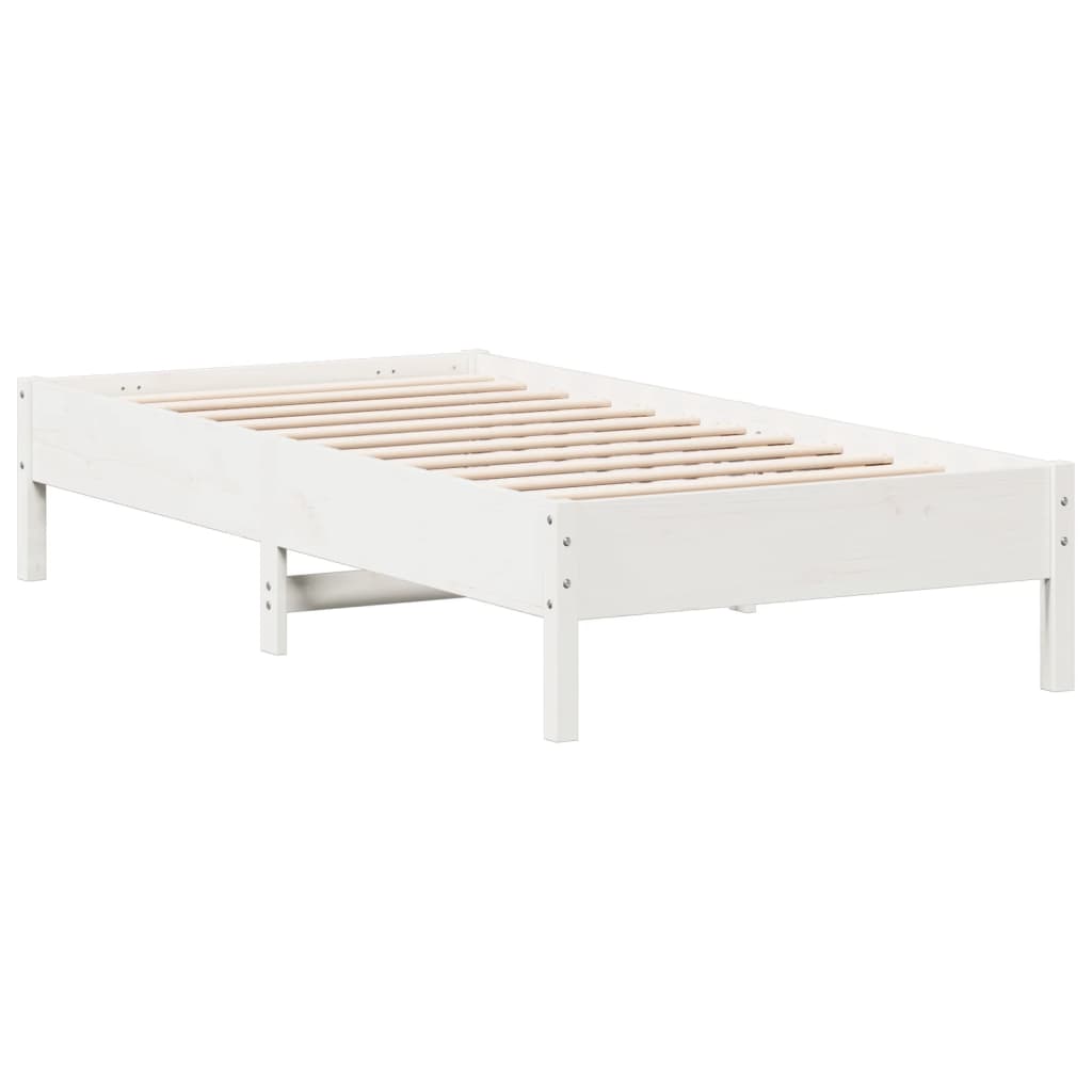 fehér tömör fenyőfa ágy matrac nélkül 75 x 190 cm