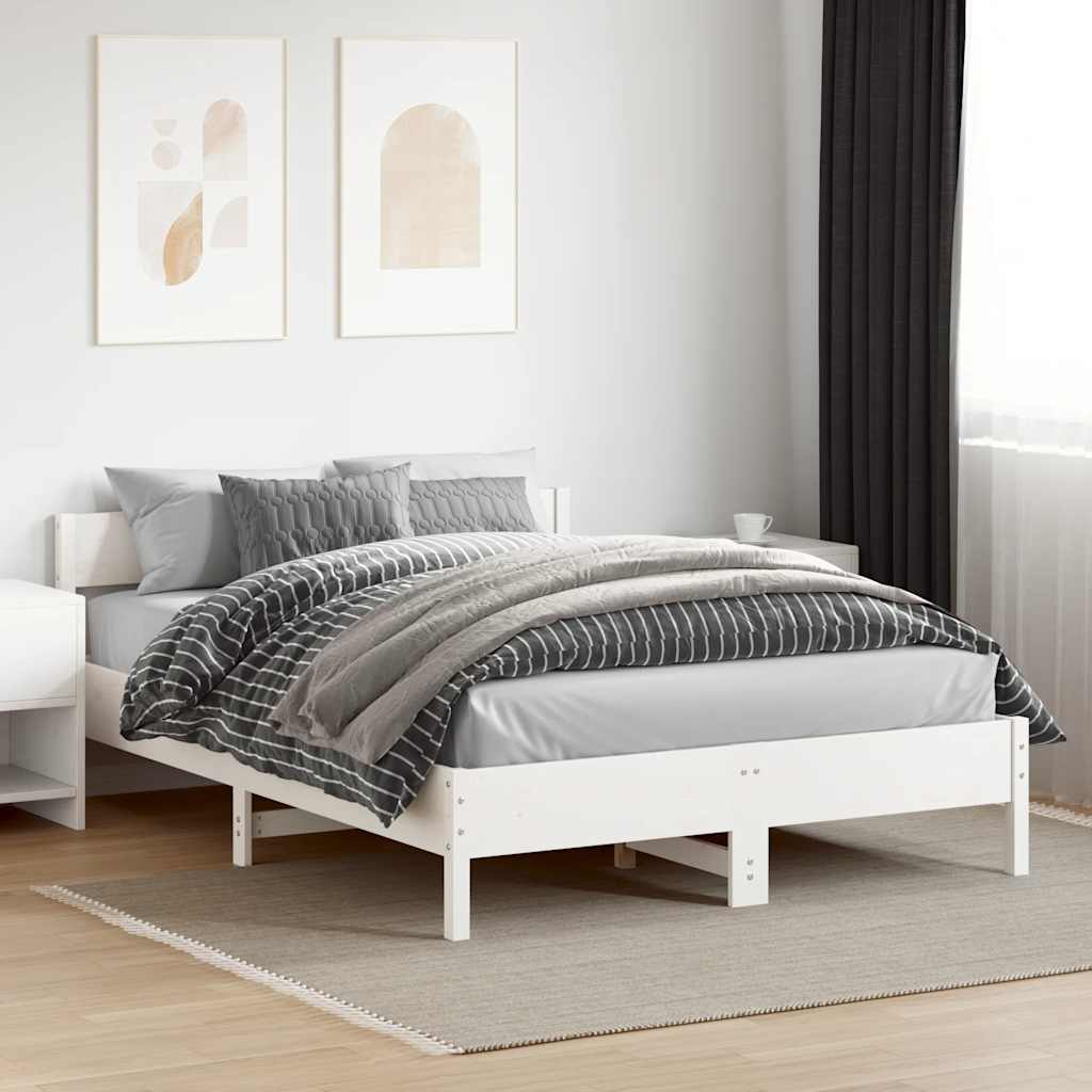 fehér tömör fenyőfa ágy matrac nélkül 160 x 200 cm