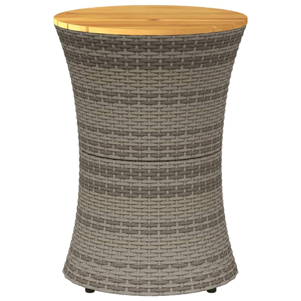 szürke polyrattan kerti dob alakú kisasztal