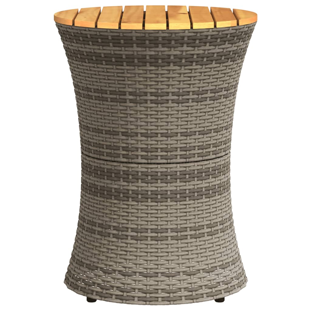 szürke polyrattan kerti dob alakú kisasztal