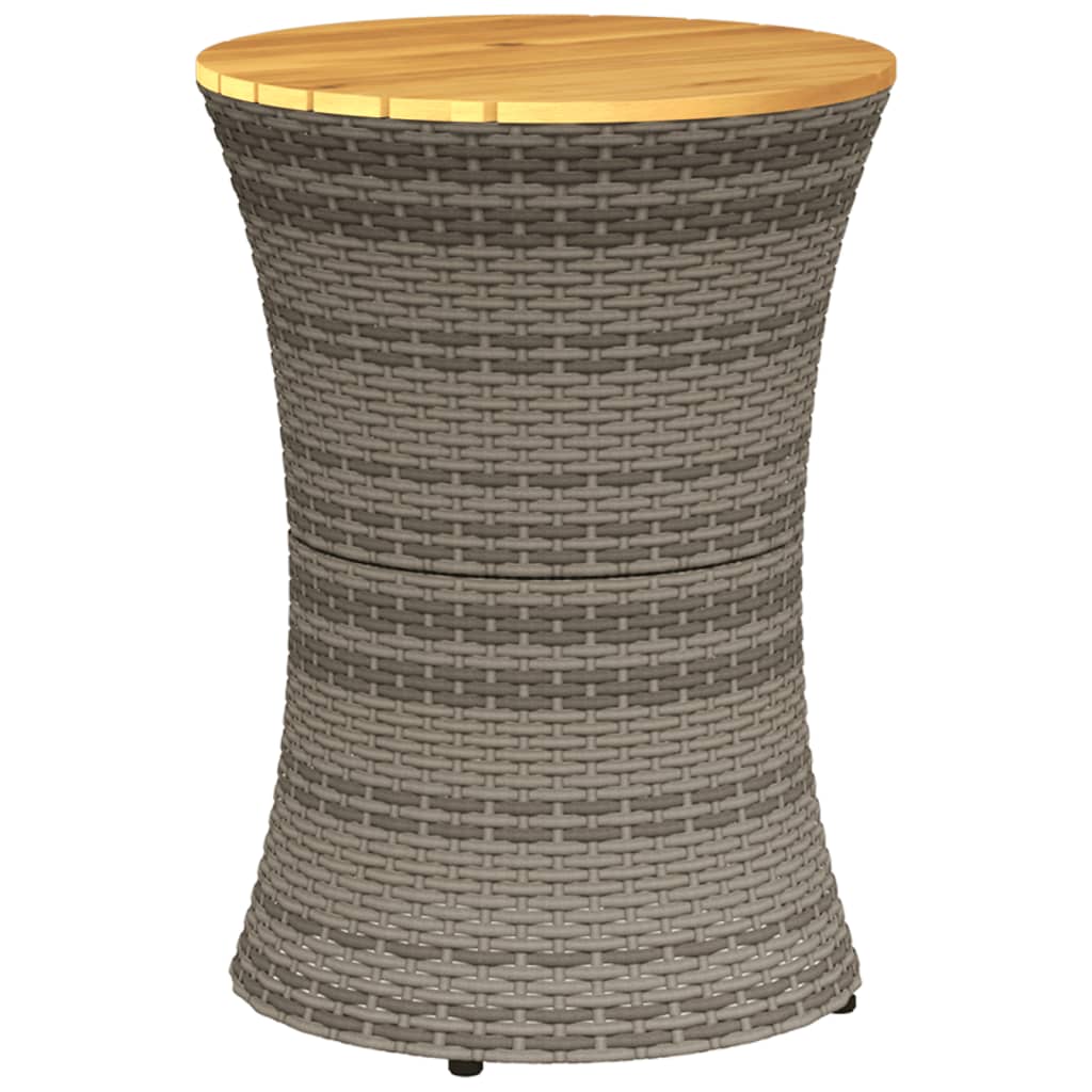 szürke polyrattan kerti dob alakú kisasztal