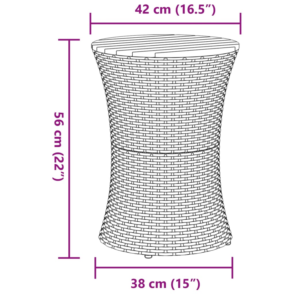szürke polyrattan kerti dob alakú kisasztal