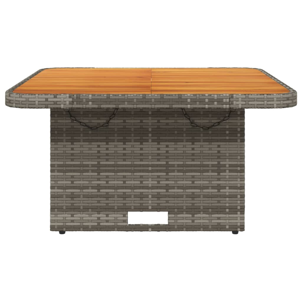 szürke polyrattan és akácfa kerti asztal 80 x 80 x 71 cm