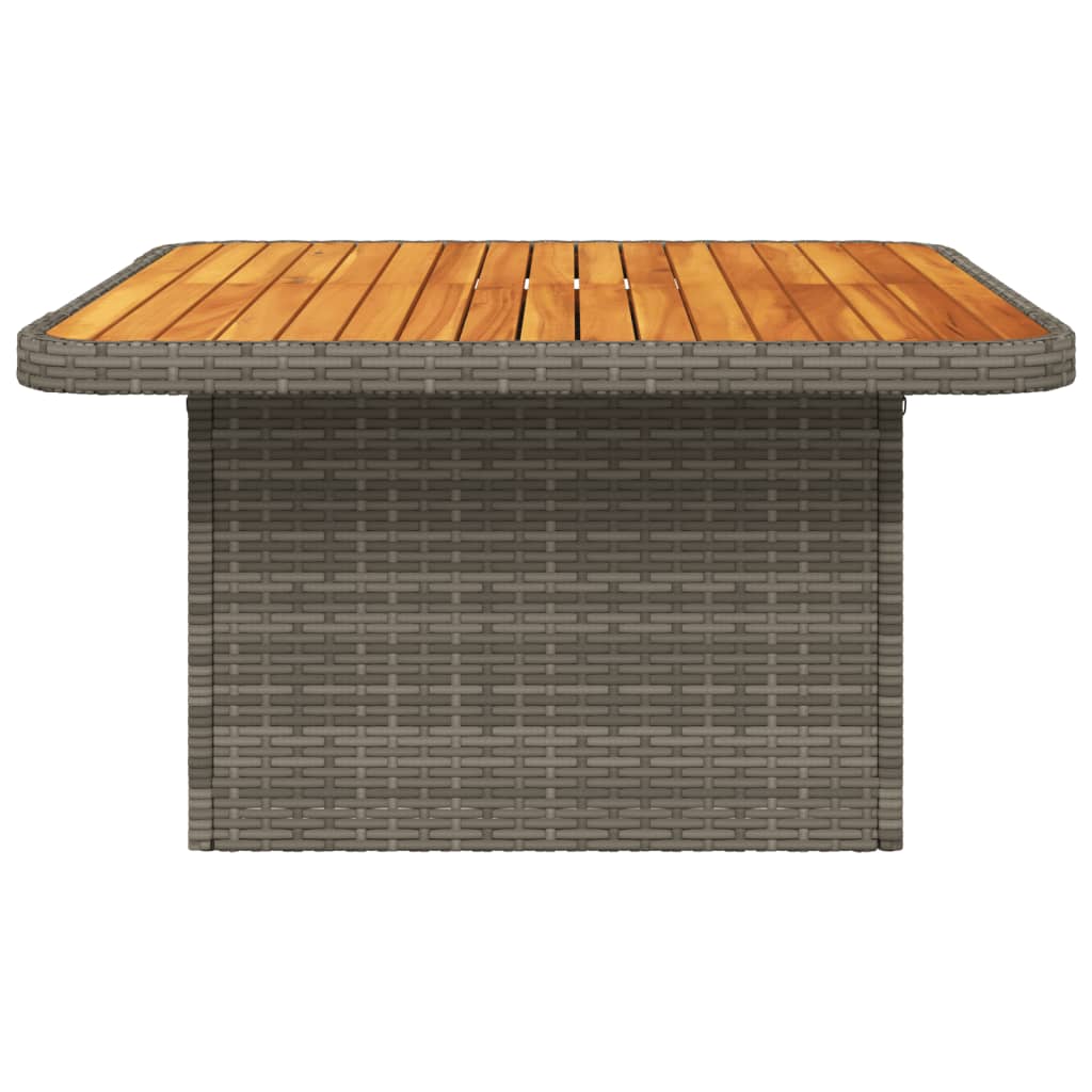 szürke polyrattan és akácfa kerti asztal 80 x 80 x 71 cm