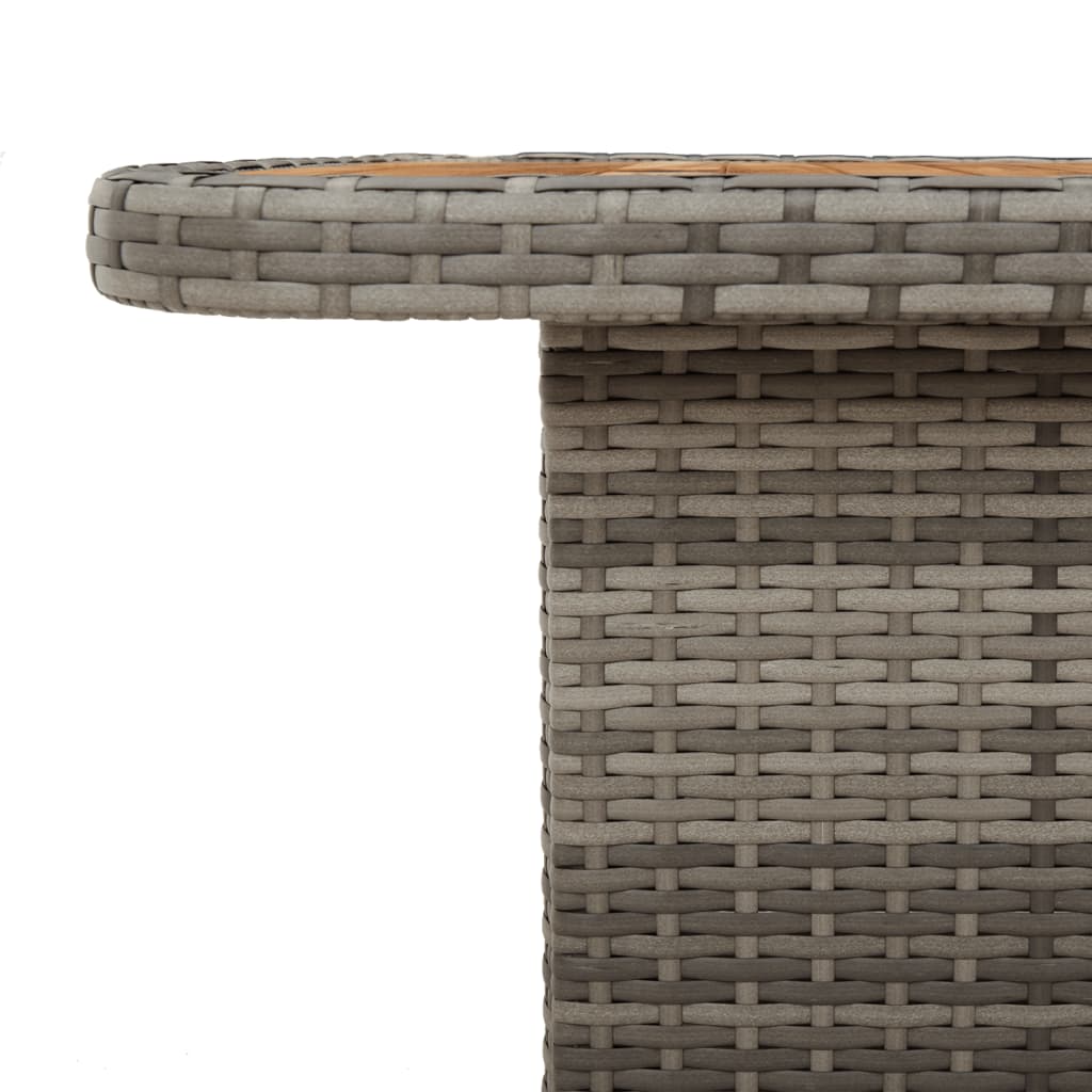 szürke polyrattan és akácfa kerti asztal 110 x 110 x 71 cm