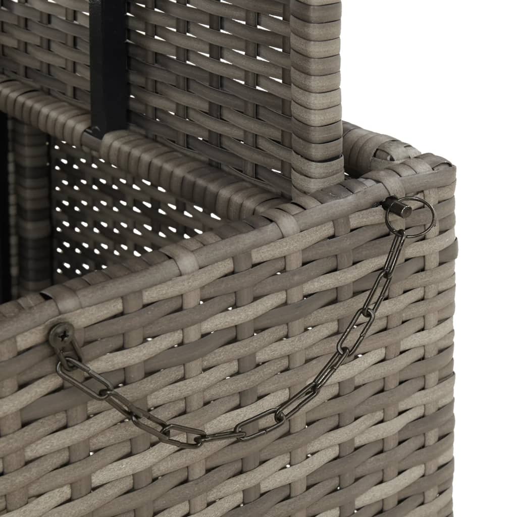 szürke polyrattan és akácfa kerti asztal 110 x 110 x 71 cm