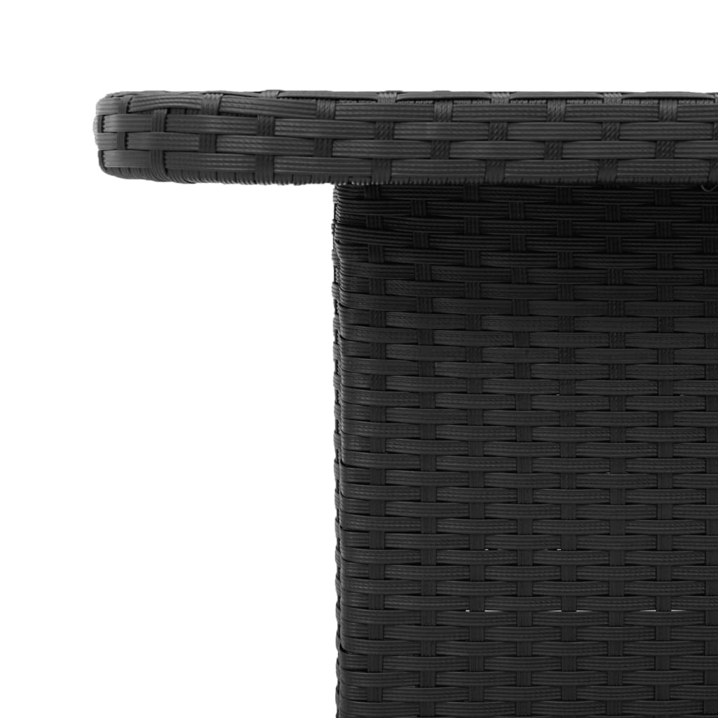 fekete polyrattan és akácfa kerti asztal 90 x 55 x 71 cm